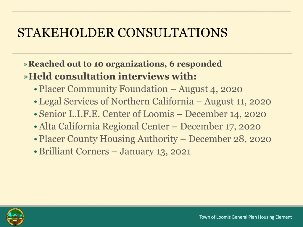 stakeholder consultations