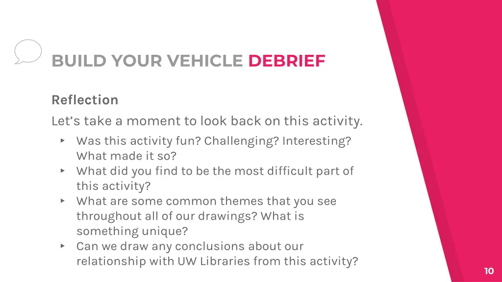 build your vehicle debrief