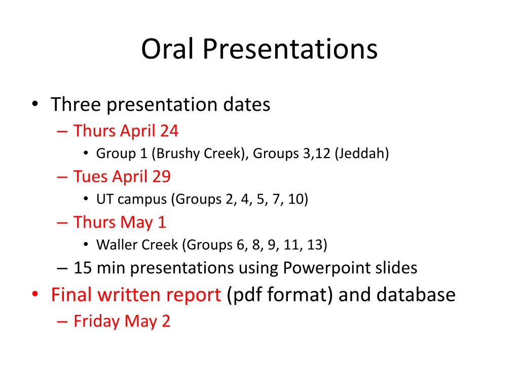 oral presentations