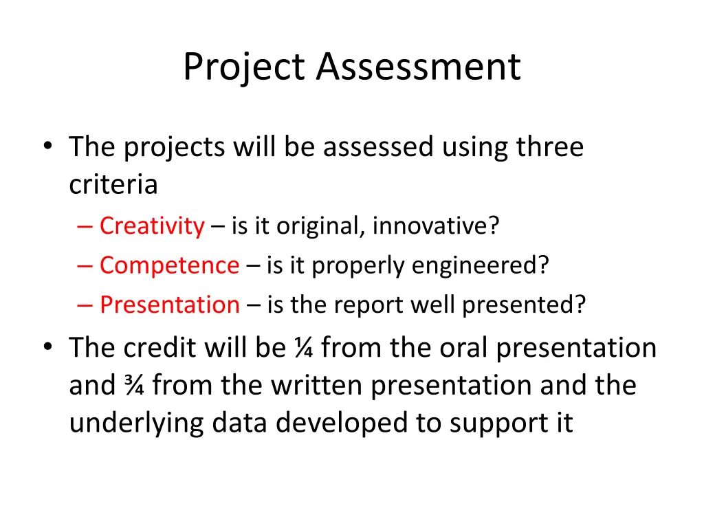 project assessment