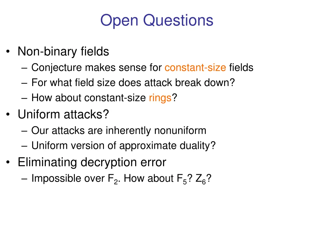 open questions 1