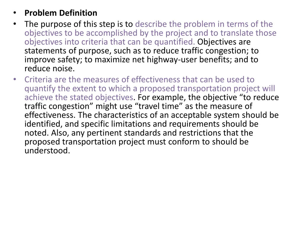 problem definition the purpose of this step