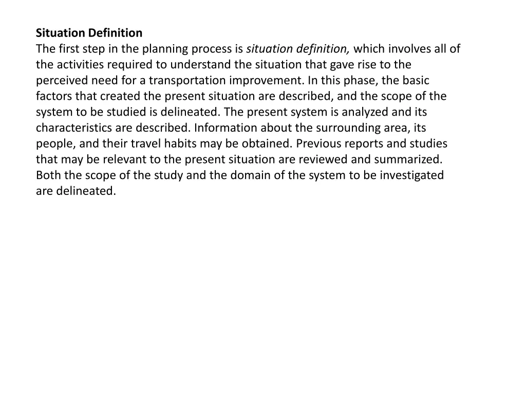 situation definition the first step