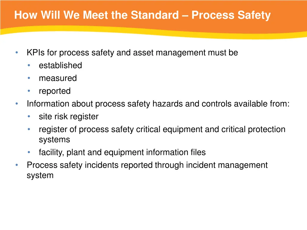 how will we meet the standard process safety