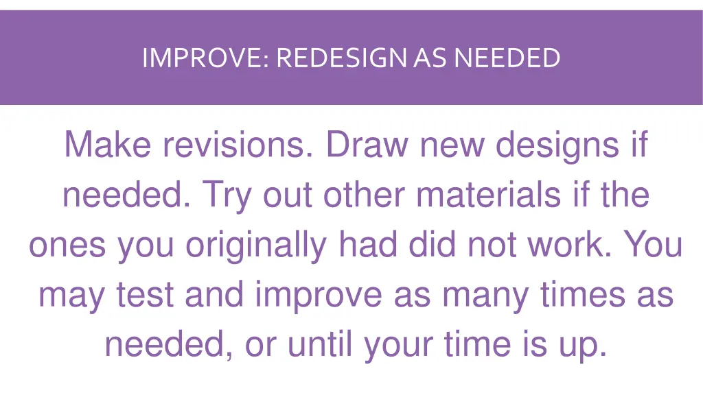 improve redesign as needed