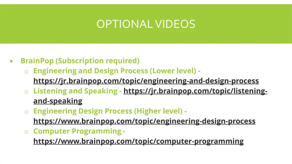 optional videos 1