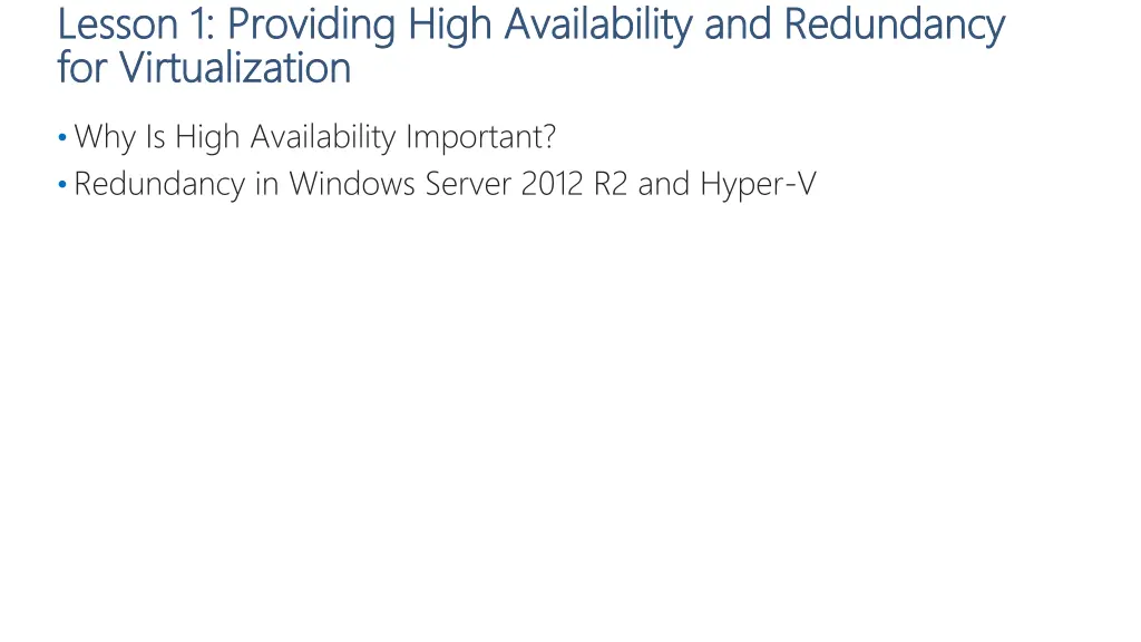 lesson 1 providing high availability