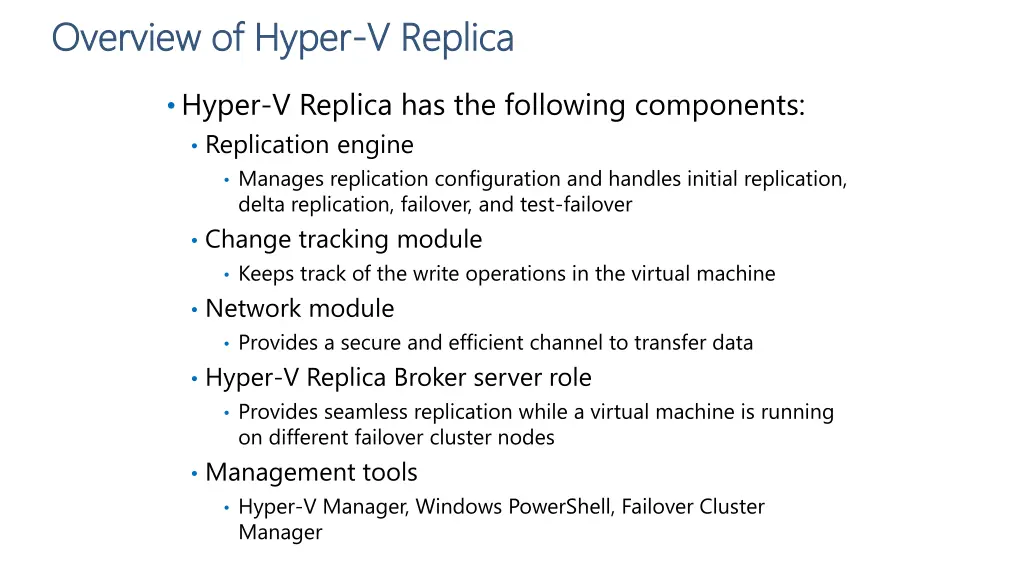 overview of hyper overview of hyper v replica