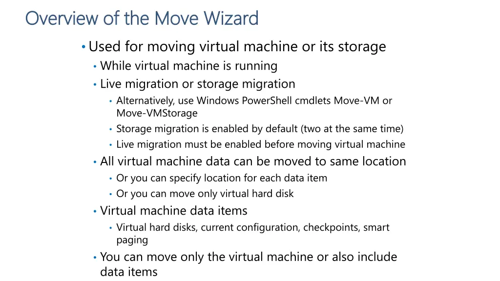 overview of the move wizard overview of the move