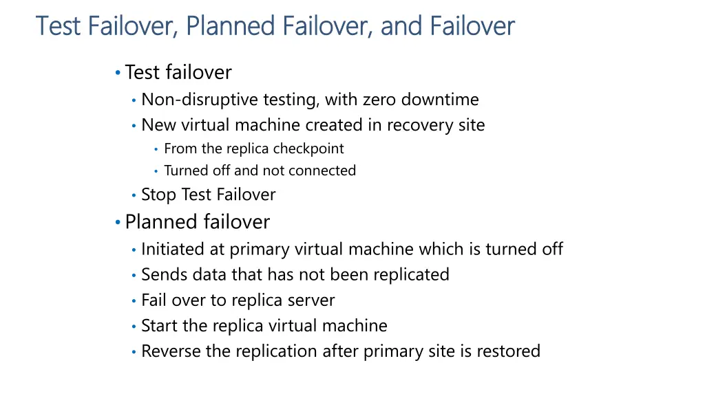 test failover planned failover and failover test