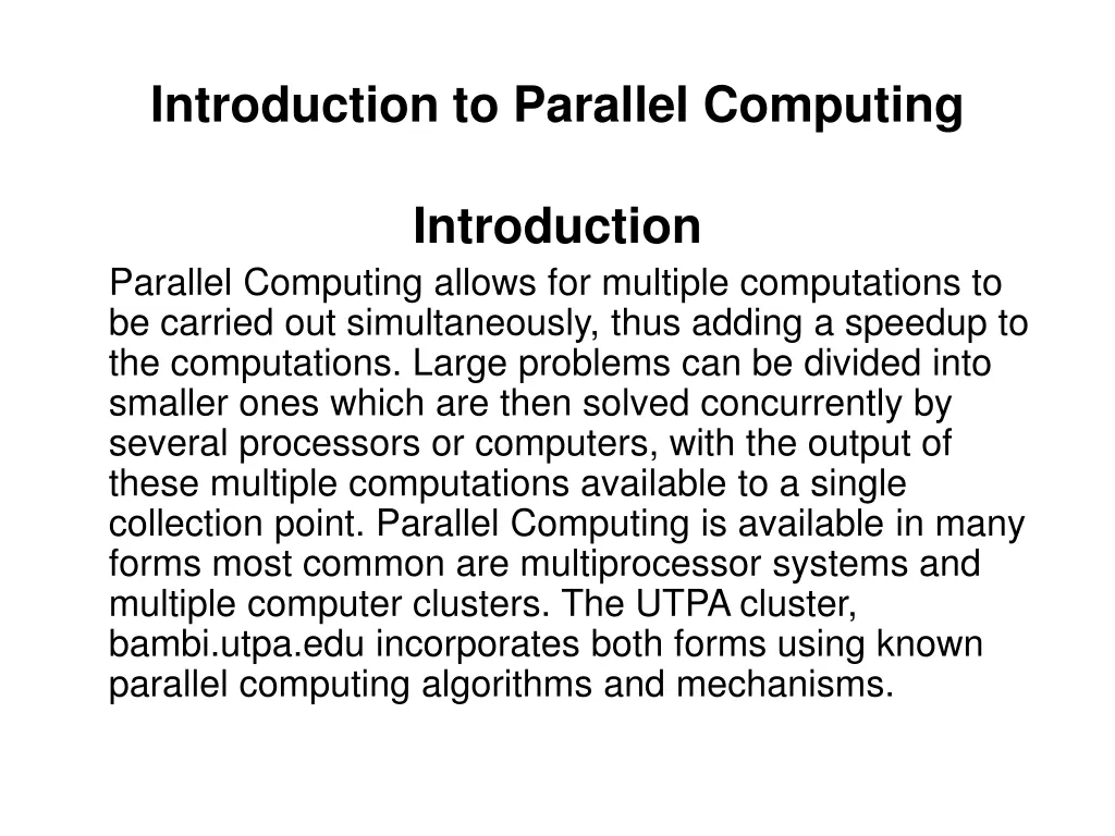 introduction to parallel computing 2