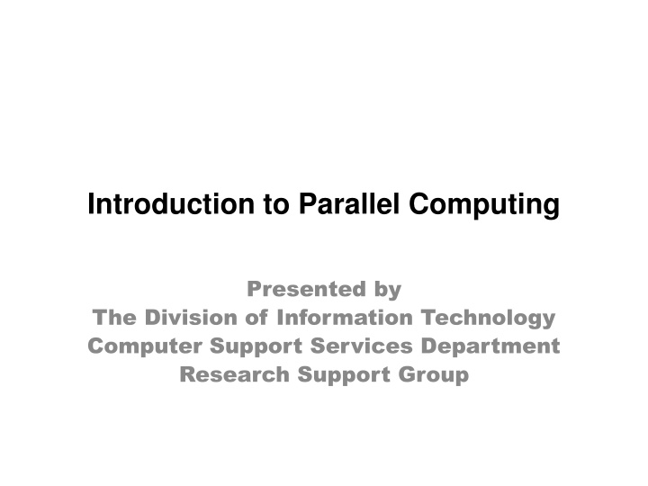 introduction to parallel computing