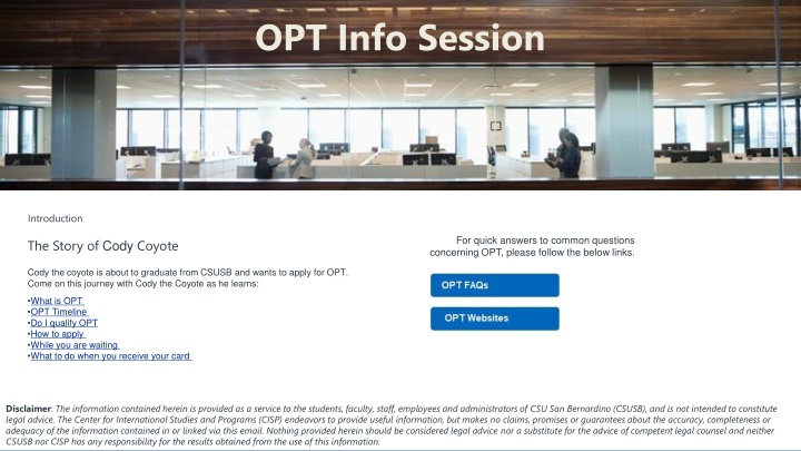 opt info session