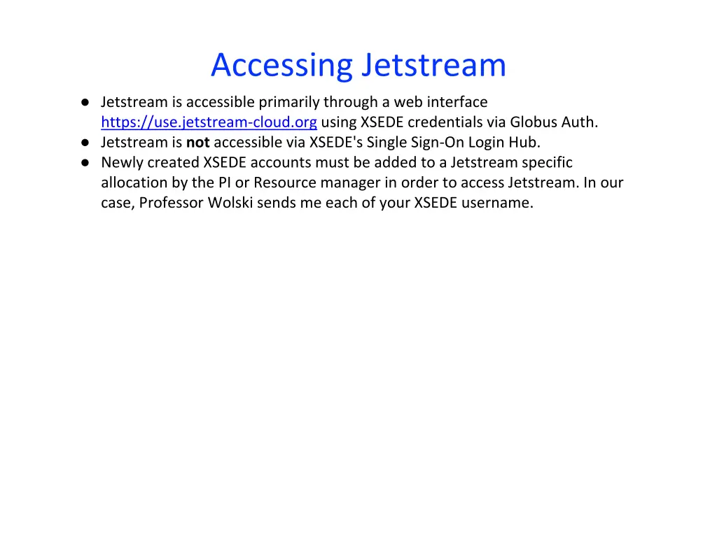 accessing jetstream