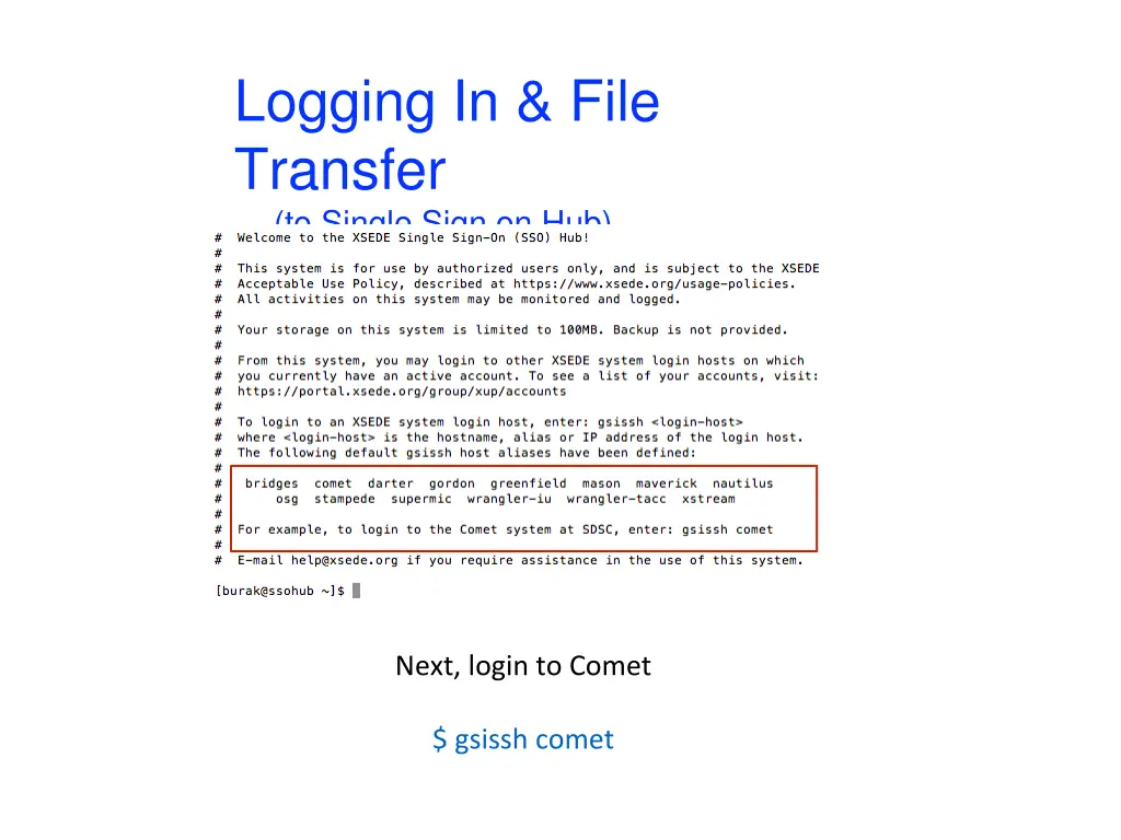 logging in file transfer to single sign on hub
