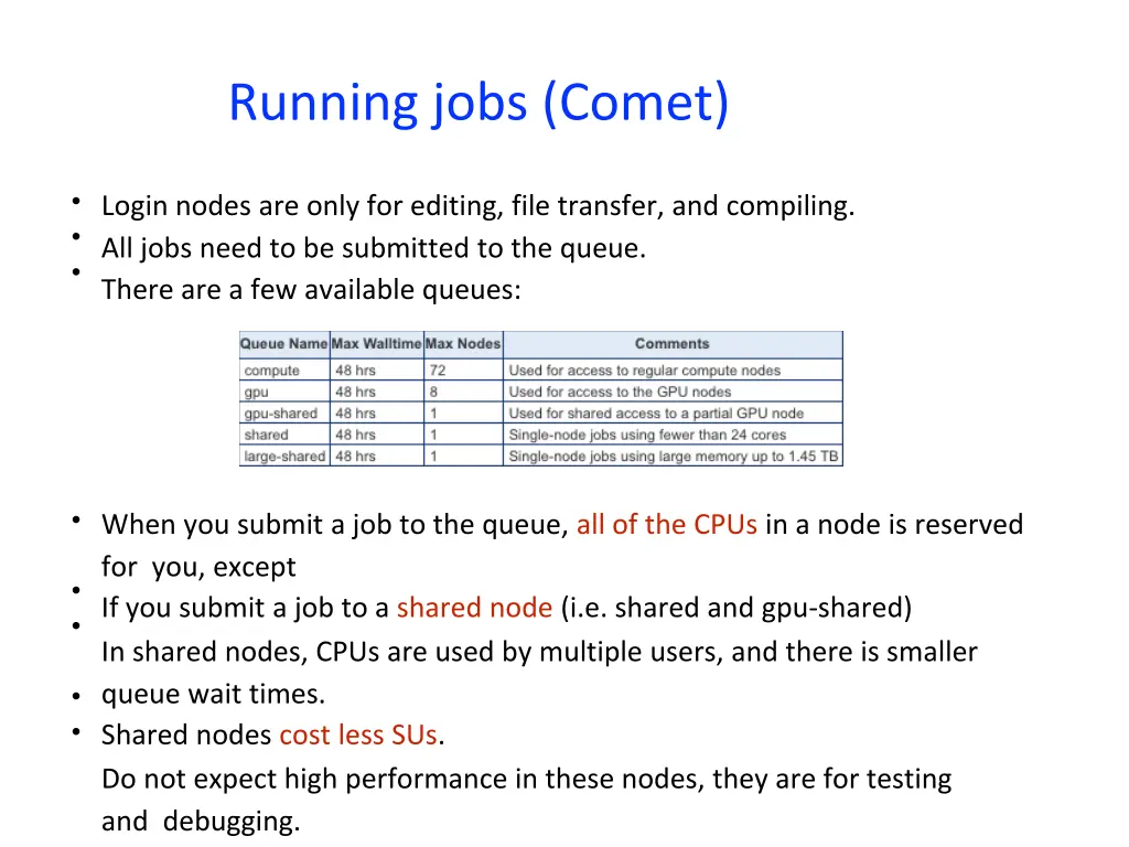 running jobs comet