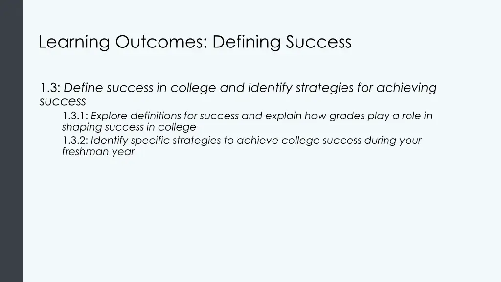 learning outcomes defining success