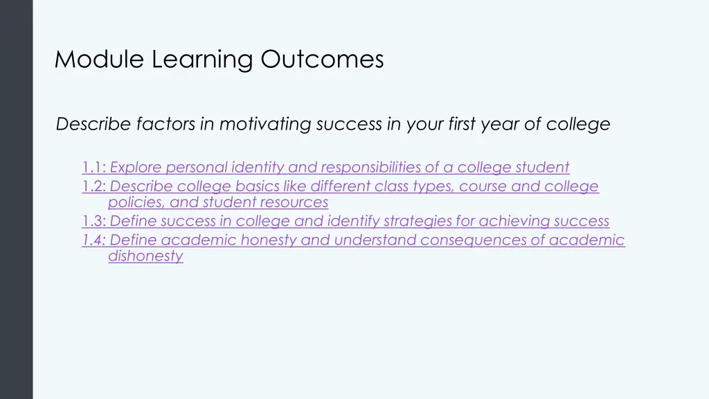 module learning outcomes