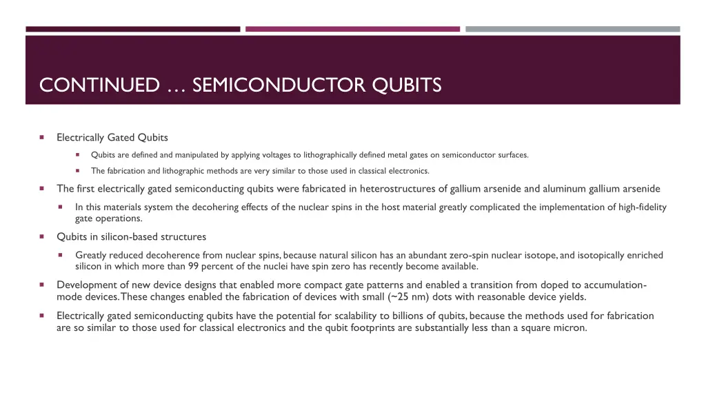 continued semiconductor qubits