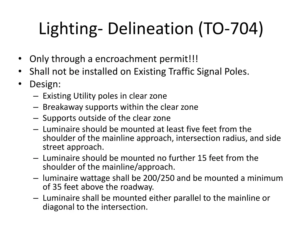 lighting delineation to 704