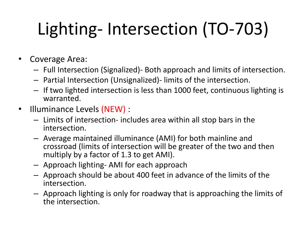 lighting intersection to 703