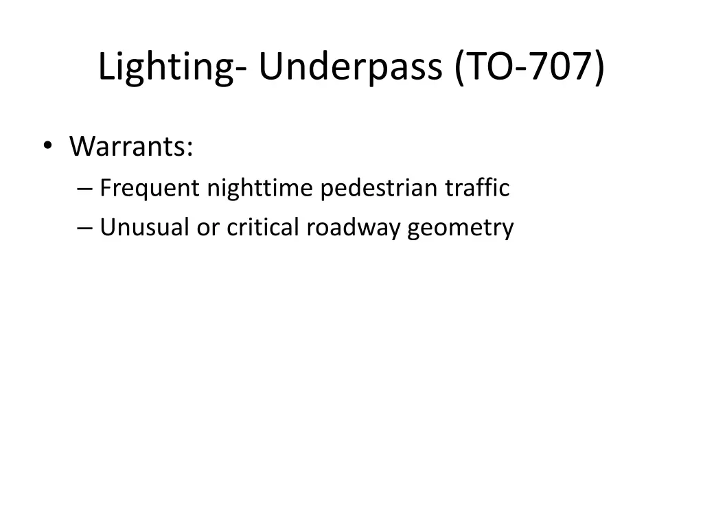 lighting underpass to 707