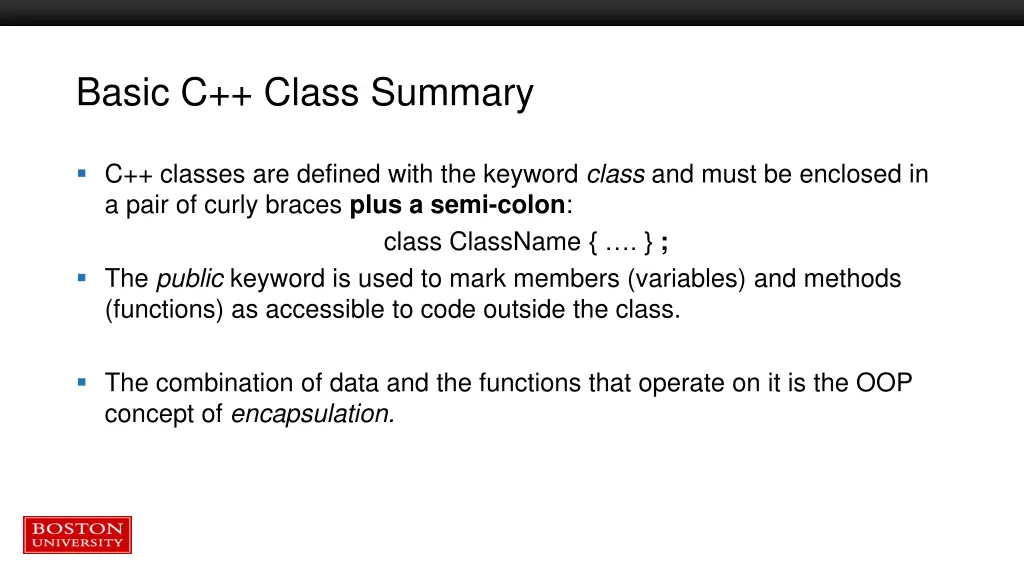 basic c class summary