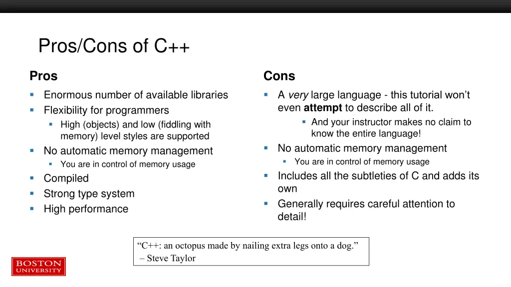 pros cons of c