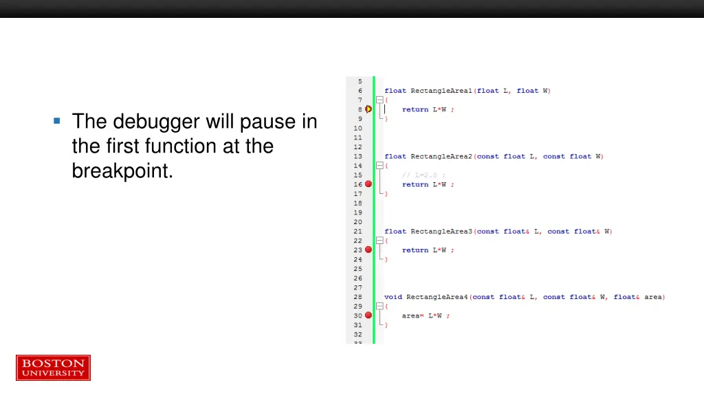 the debugger will pause in the first function