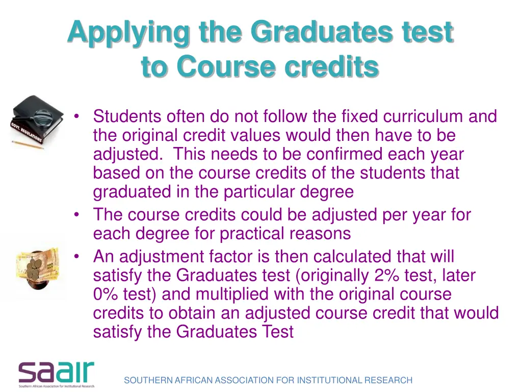 applying the graduates test to course credits