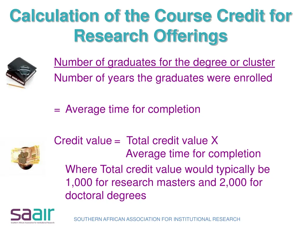 calculation of the course credit for research 1
