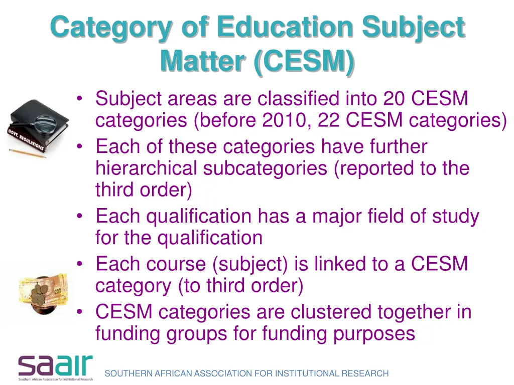 category of education subject matter cesm subject
