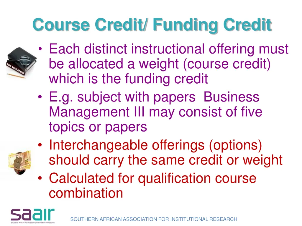 course credit funding credit each distinct