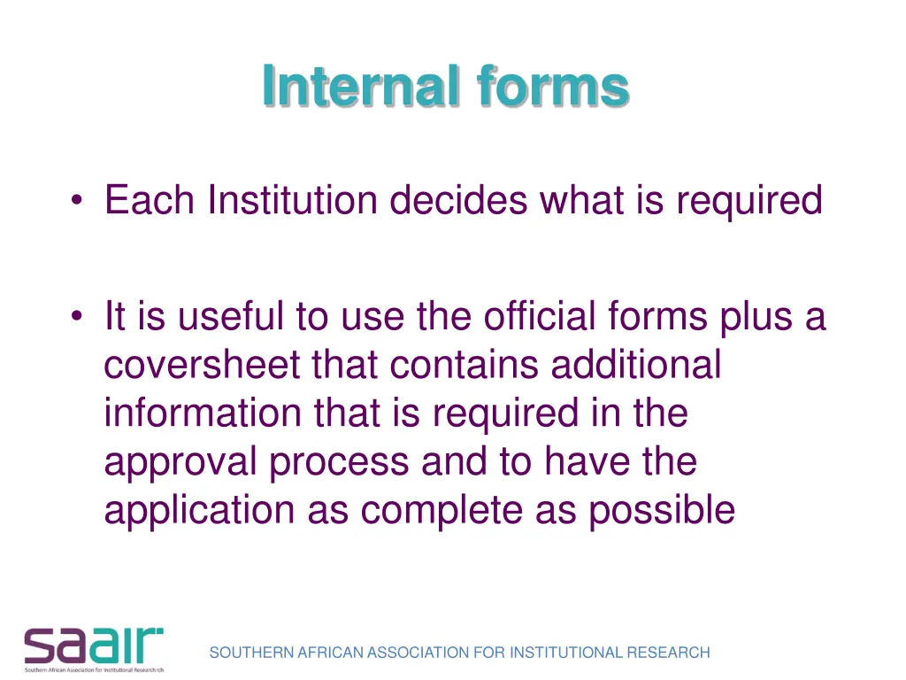 internal forms