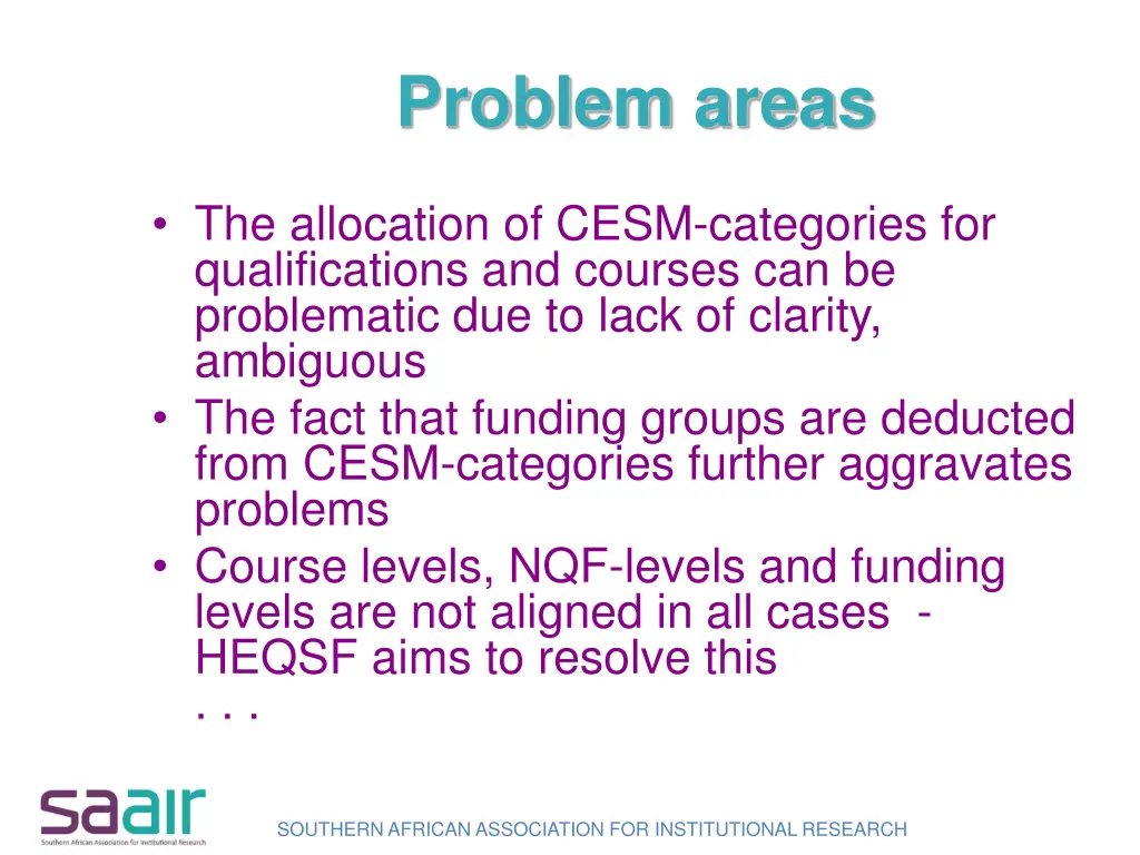 problem areas
