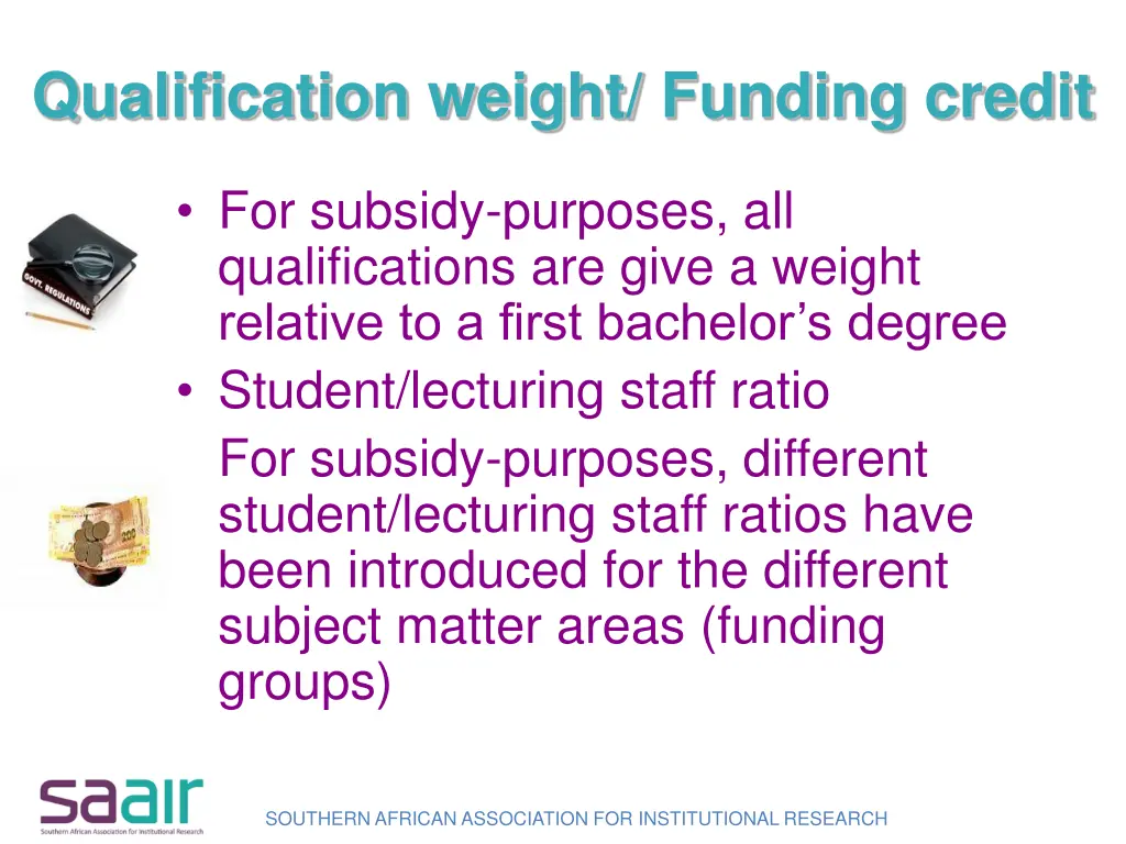 qualification weight funding credit