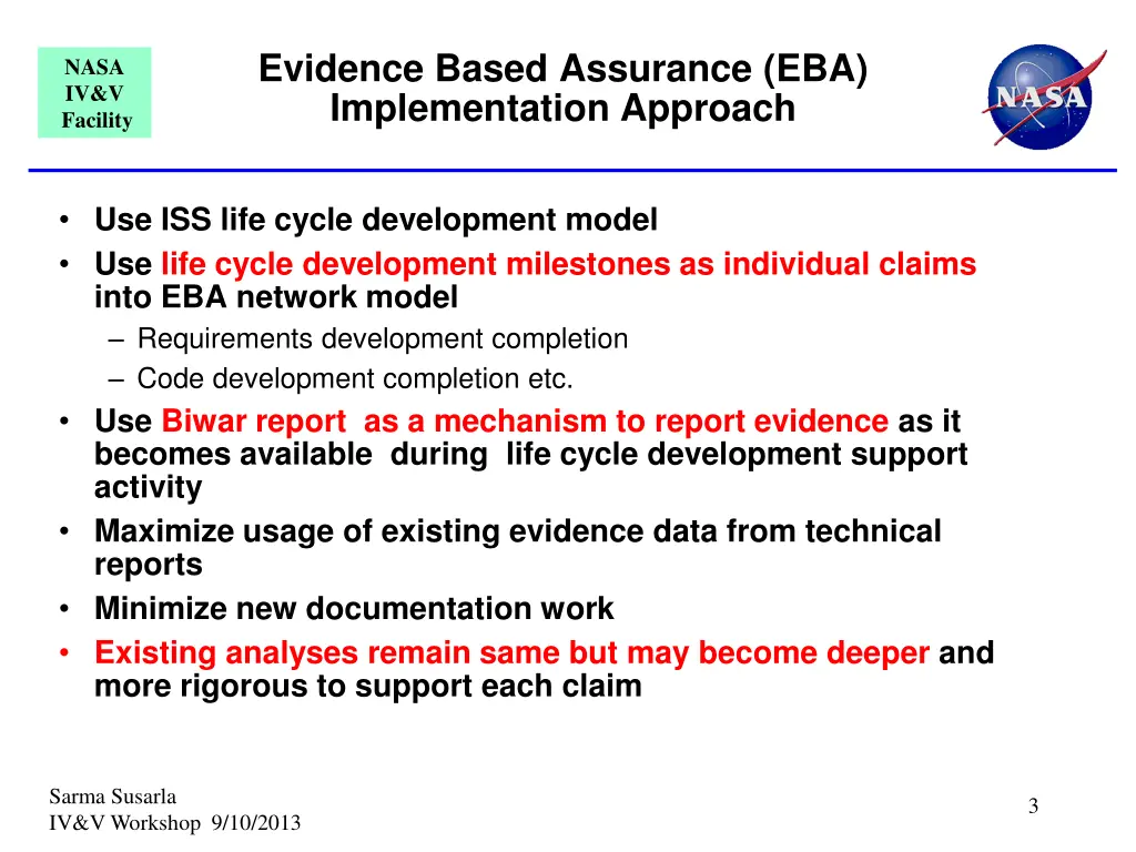 evidence based assurance eba implementation