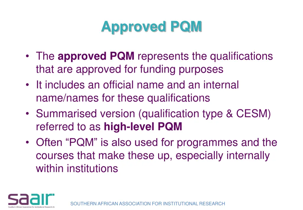 approved pqm