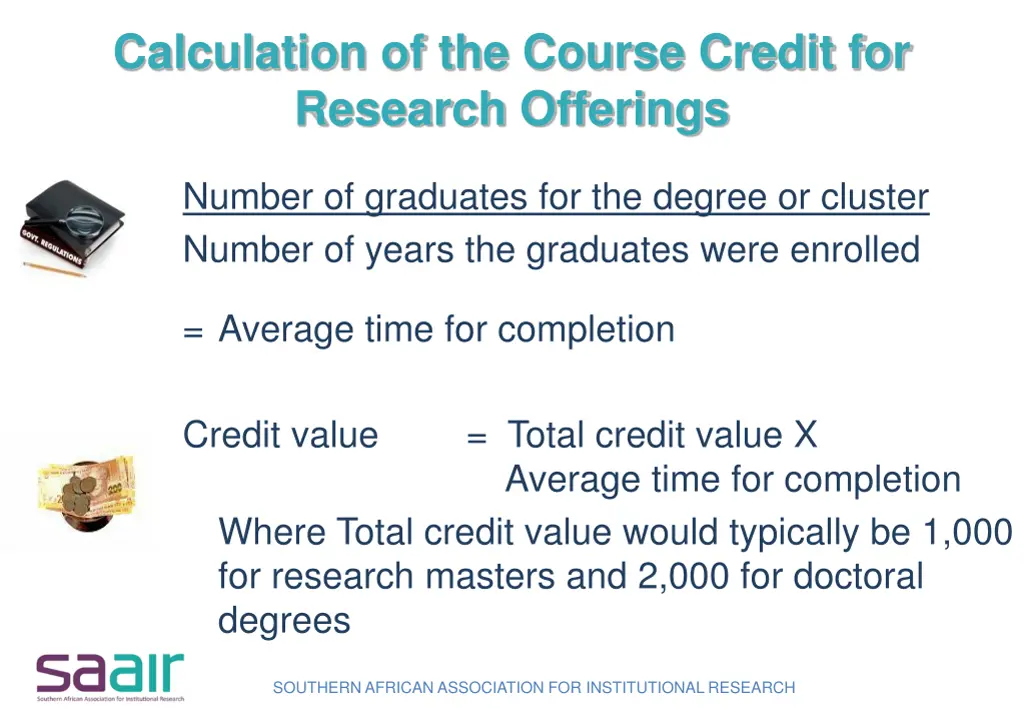 calculation of the course credit for research