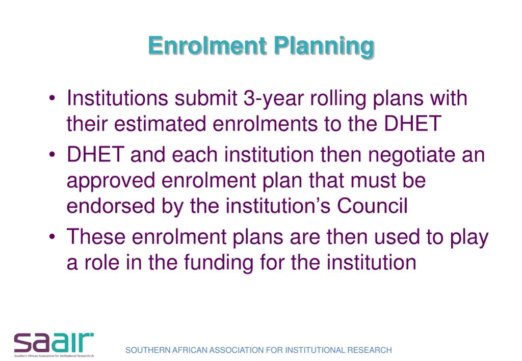 enrolment planning