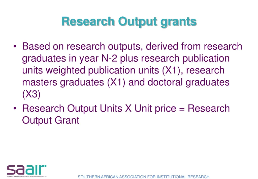 research output grants