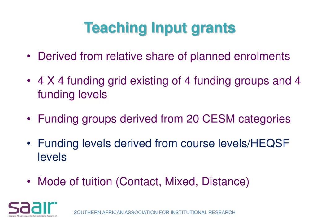 teaching input grants