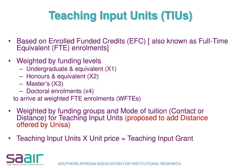 teaching input units tius