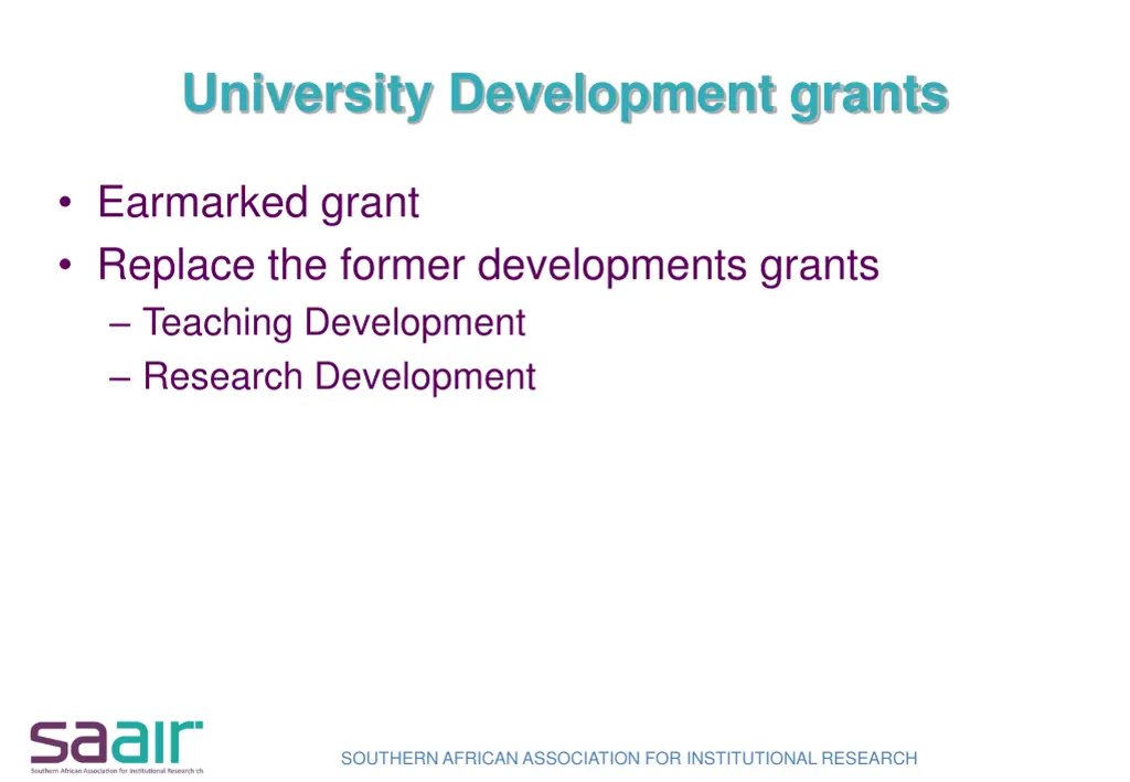university development grants