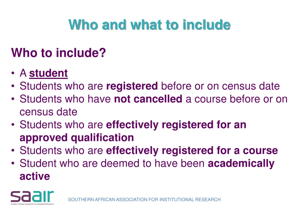 who and what to include