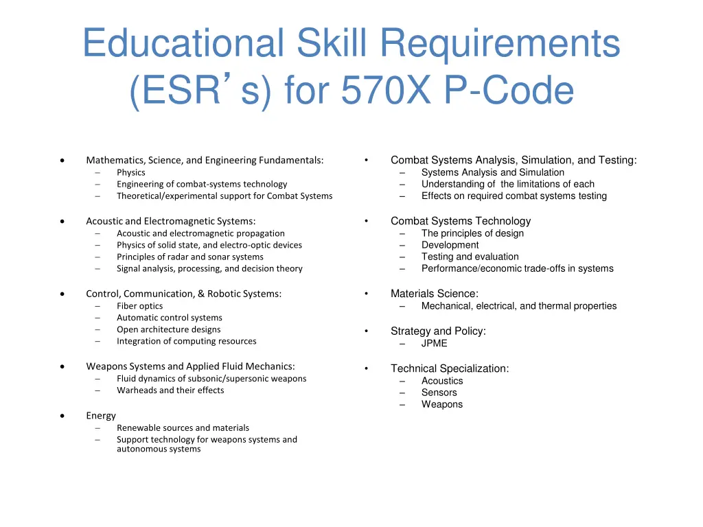 educational skill requirements esr s for 570x