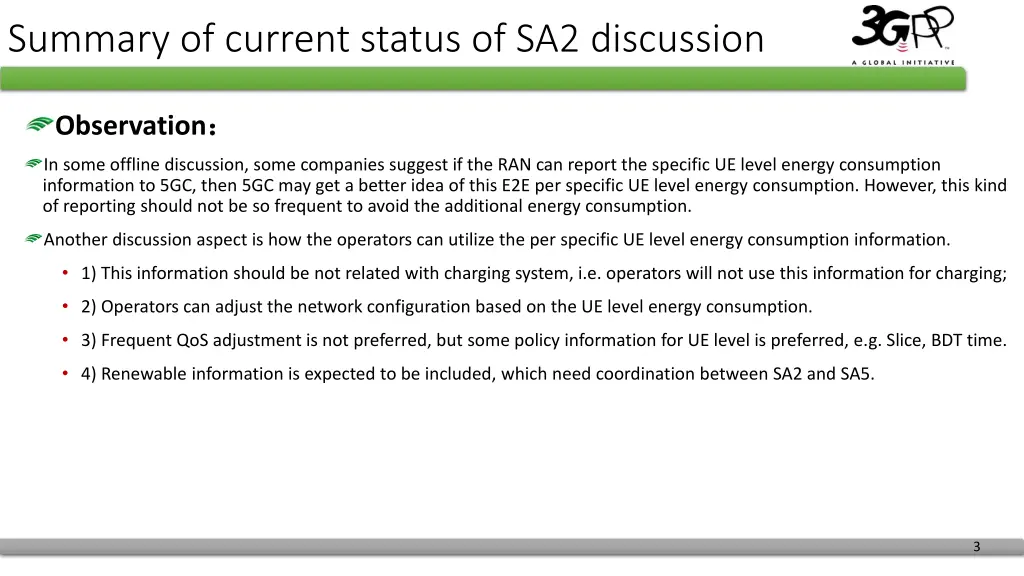 summary of current status of sa2 discussion 1
