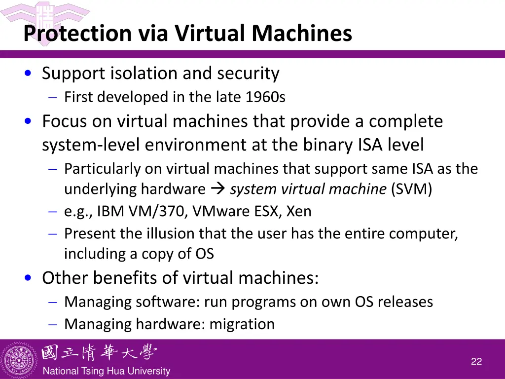 protection via virtual machines