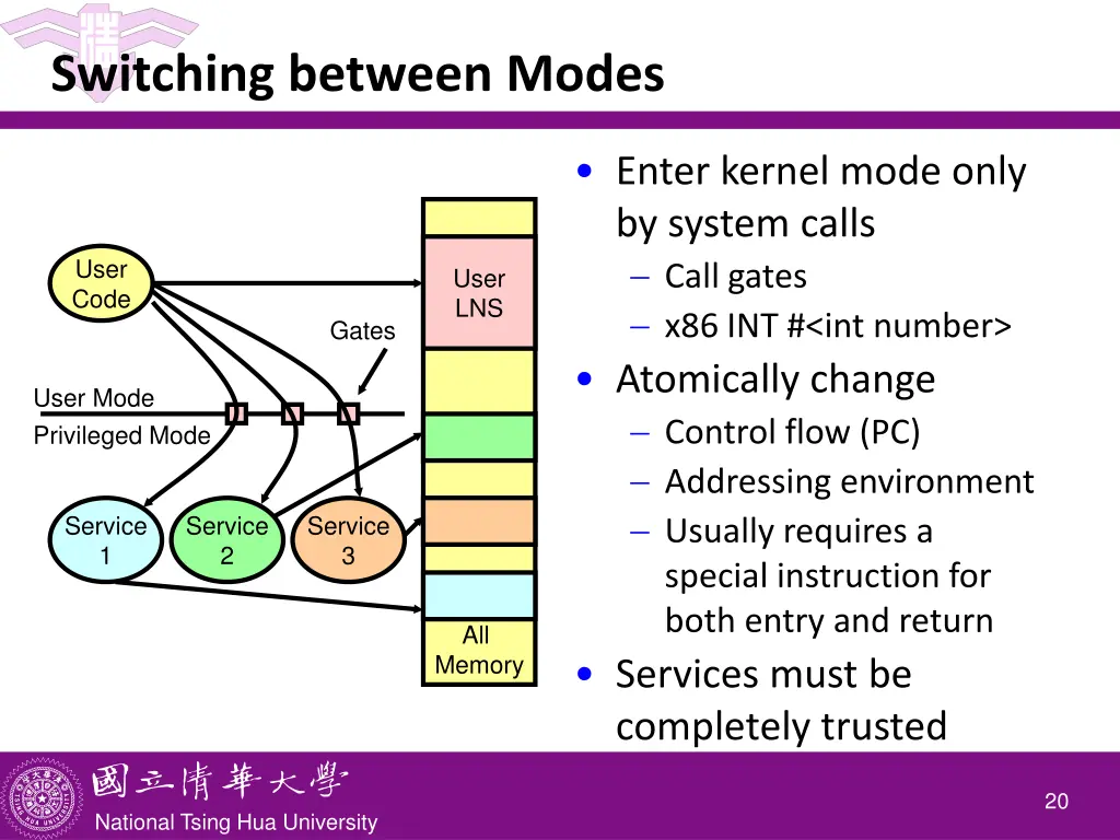 switching between modes