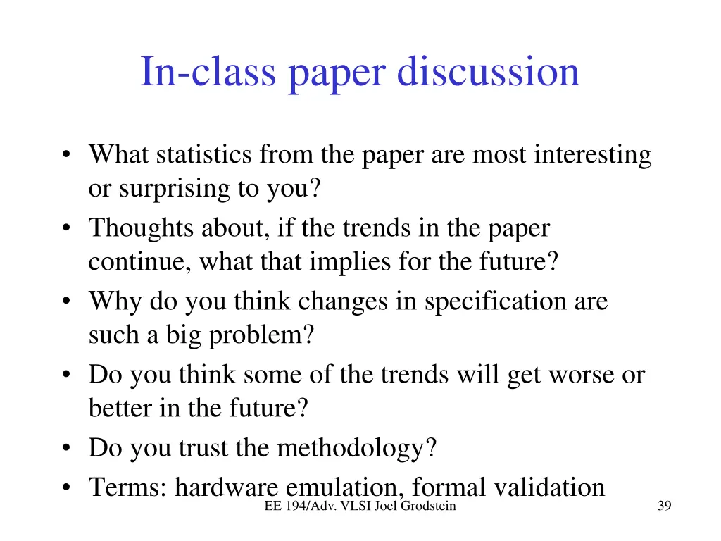 in class paper discussion